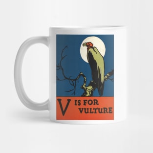 V is for Vulture ABC Designed and Cut on Wood by CB Falls Mug